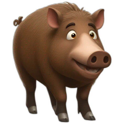 pixar brown boar with white tusks emoji
