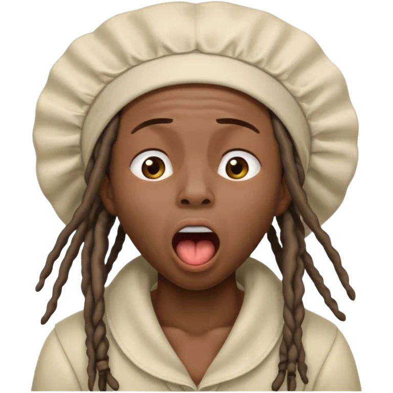 Make a African American with dreads and a bonet yawning emoji