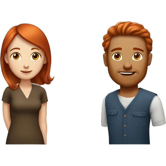 Red head man and brown head woman emoji