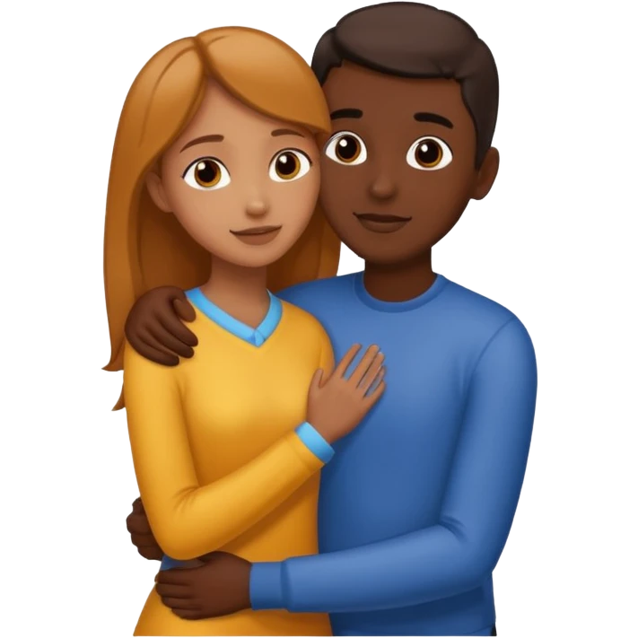 carmel girl and tall darkskin boy hugging  emoji