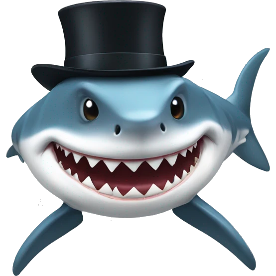 Shark with tophat hat emoji