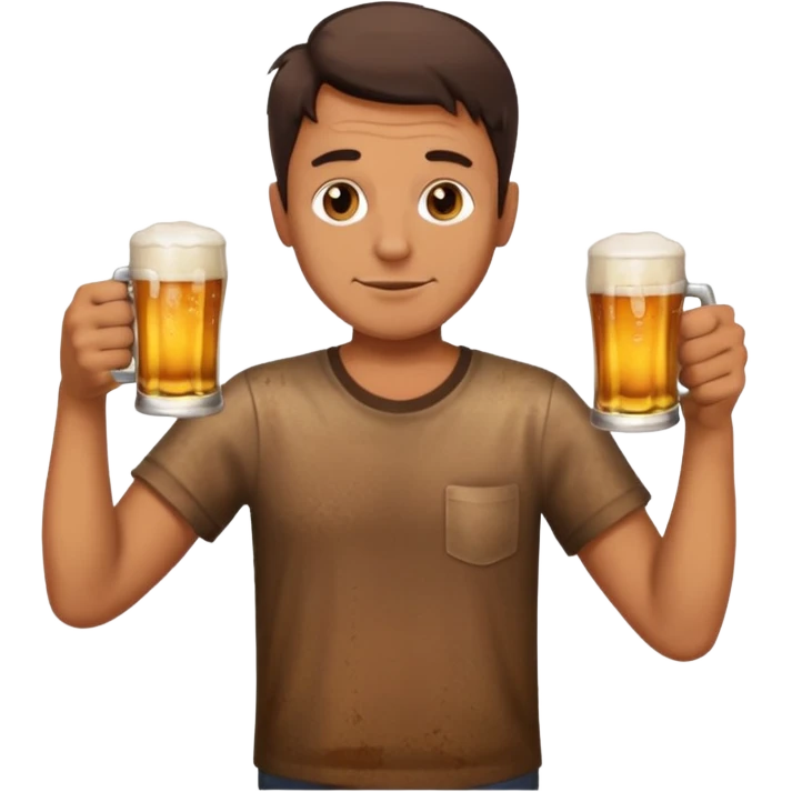 drunk man with a glass of beer emoji