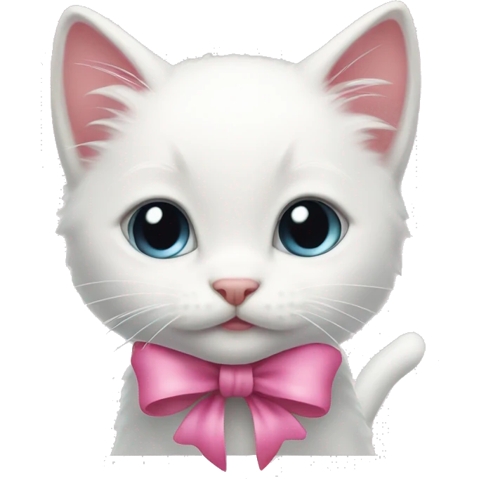 little white kitten with a pink bow emoji