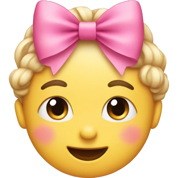 Cute emoji with a pink bow  emoji
