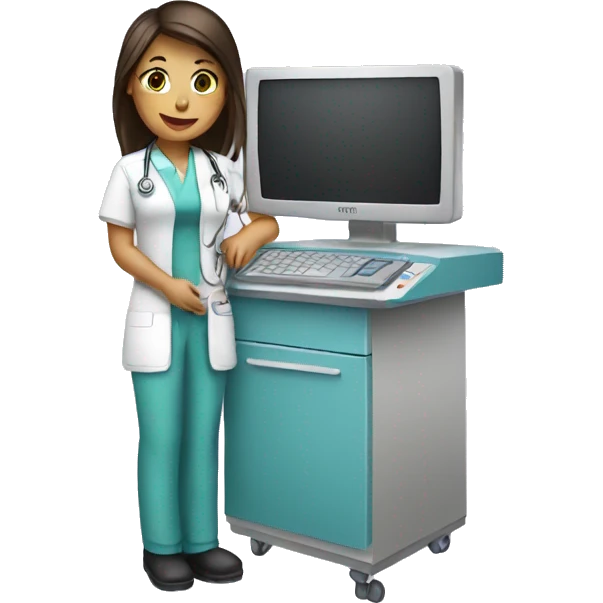 nurse attendant with a computer emoji