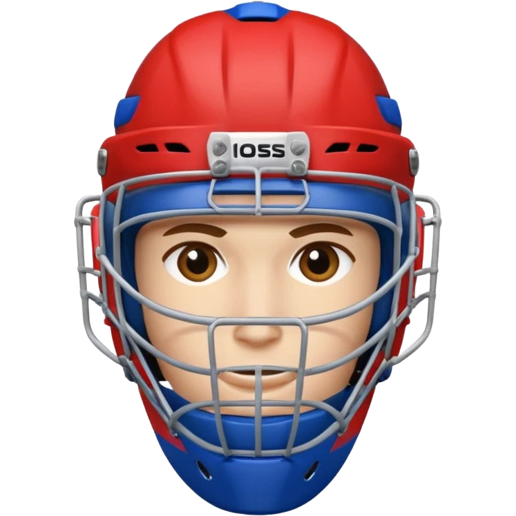Hockey goalie in red and blue emoji