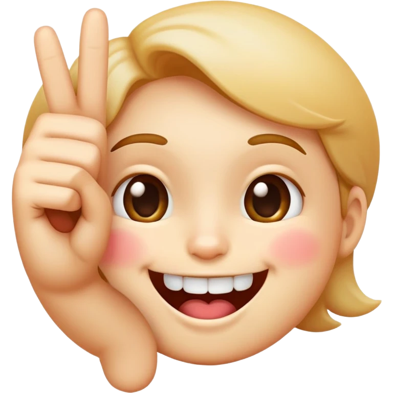 Create a simple emoji making a cute face with his index finger on his teeth acting all cute and naughty emoji