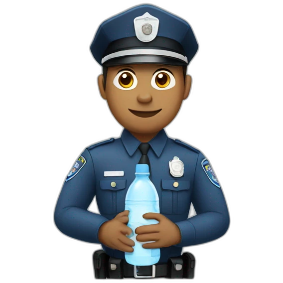 Policeman holding a water bottle emoji