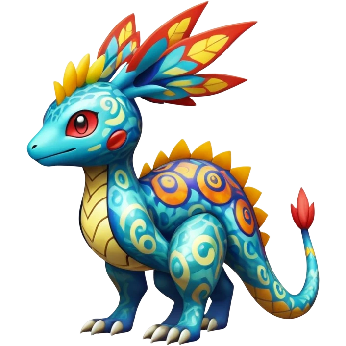 exotic fantasy-creature-Fakémon-Pokémon, full body, with random markings emoji