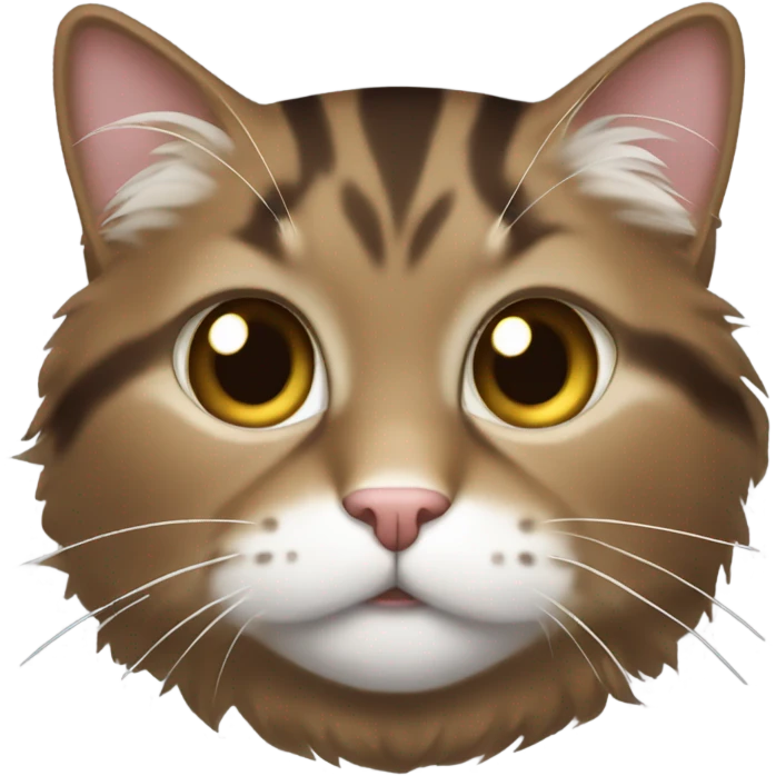 fluffy brown tabby cat with white neck and chest emoji