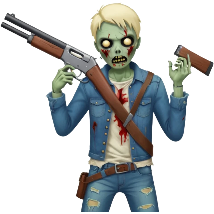 Hero shooting zombie with shotgun, dramatic lighting, horror action scene, no background











 emoji