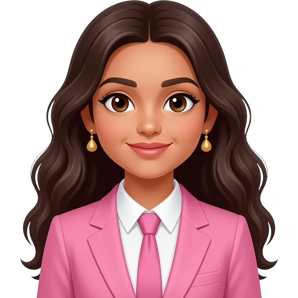 Pink dreamy indian girl open hair in suit less jewelry emoji