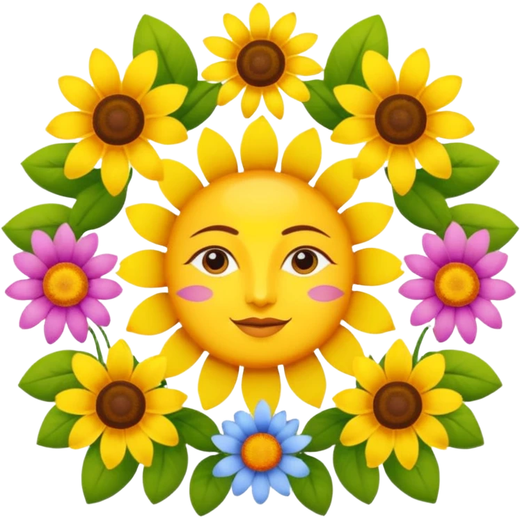 Logo of Madhu Gupta written on the sun surrounded by flowers emoji