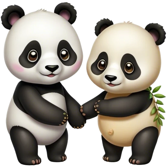 Panda bear and chickpea holding hands emoji
