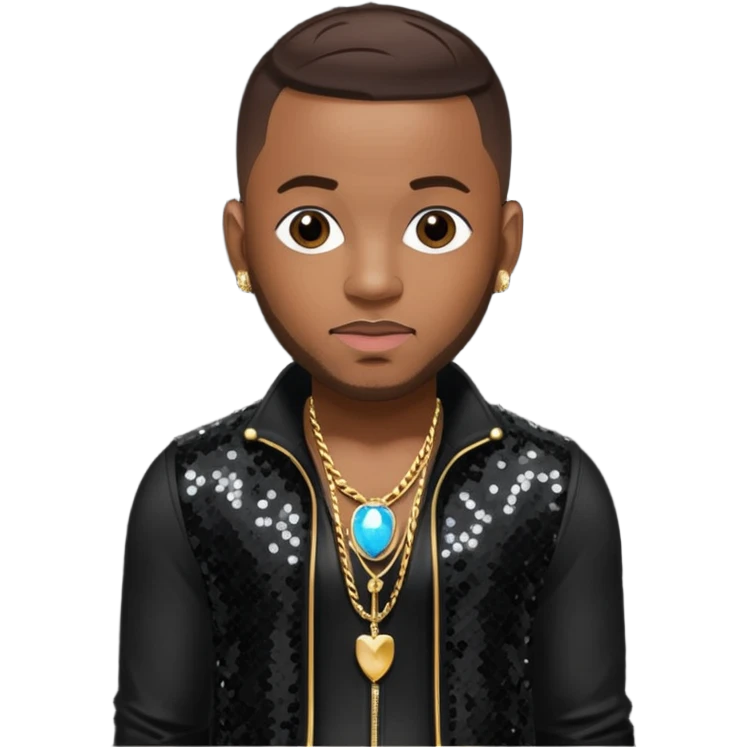 Pleasure P, R&B Singer from Pretty Ricky with dark brown hair, black sequin outfit emoji