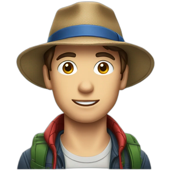 Peter parker wearing a hat emoji