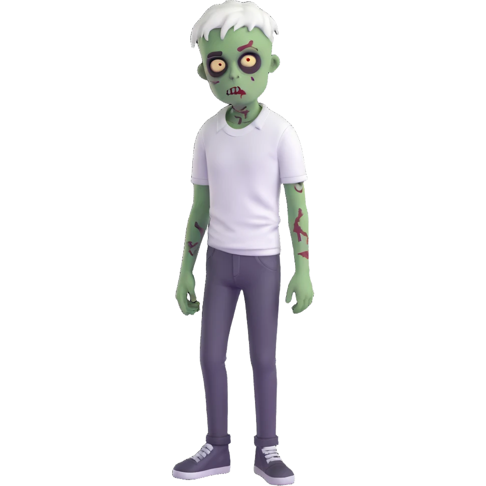zombie boy with emo hair and white shirt emoji