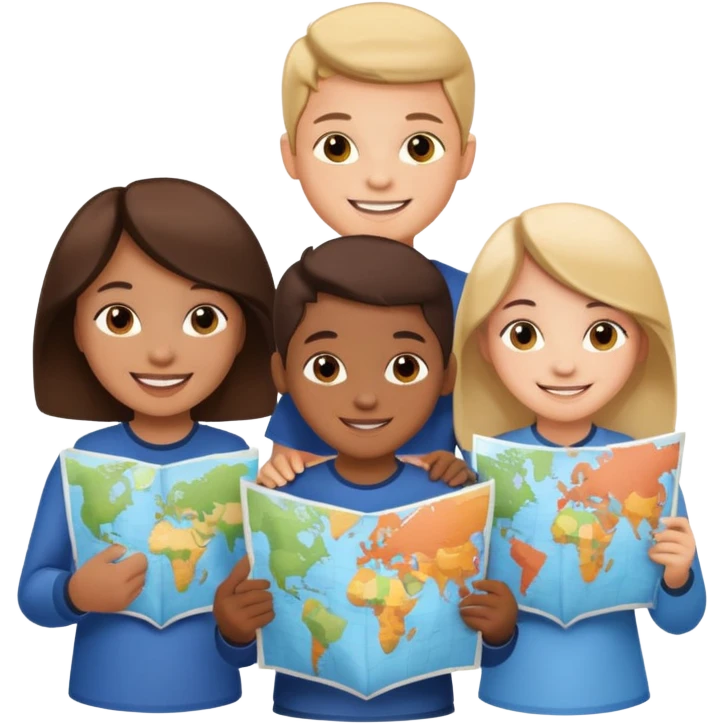 children Holding Maps emoji