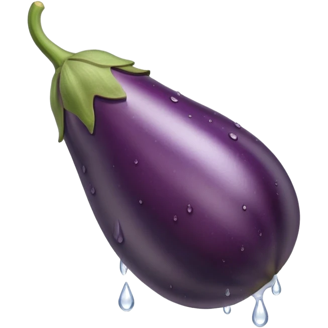 Brown eggplant with white water coming out of it  emoji