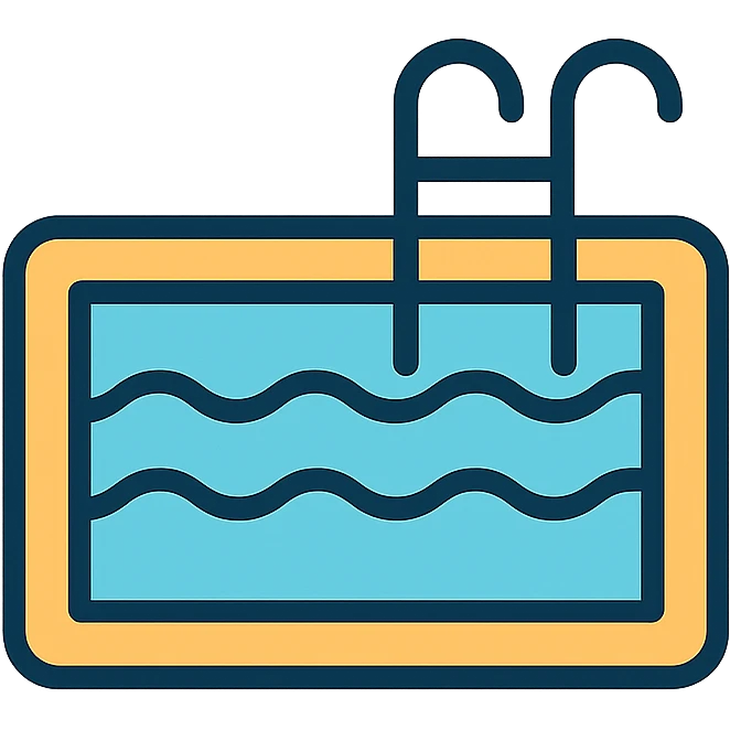 swimming pool, lineal color icon with black outlines, simple and modern emoji