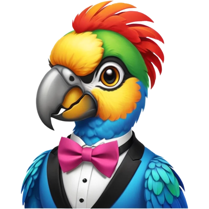 parrot wears bow tie emoji