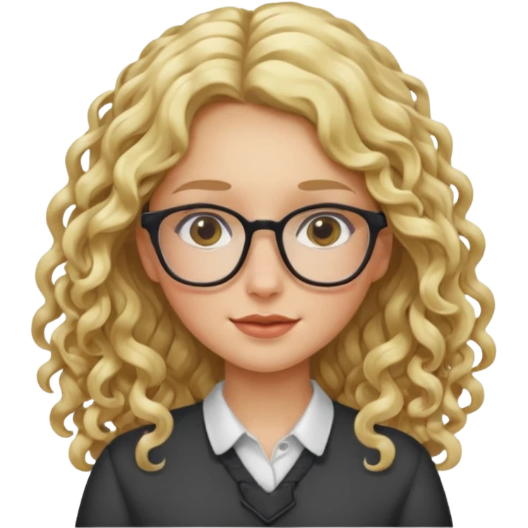 blond girl with glasses long curly hair emoji