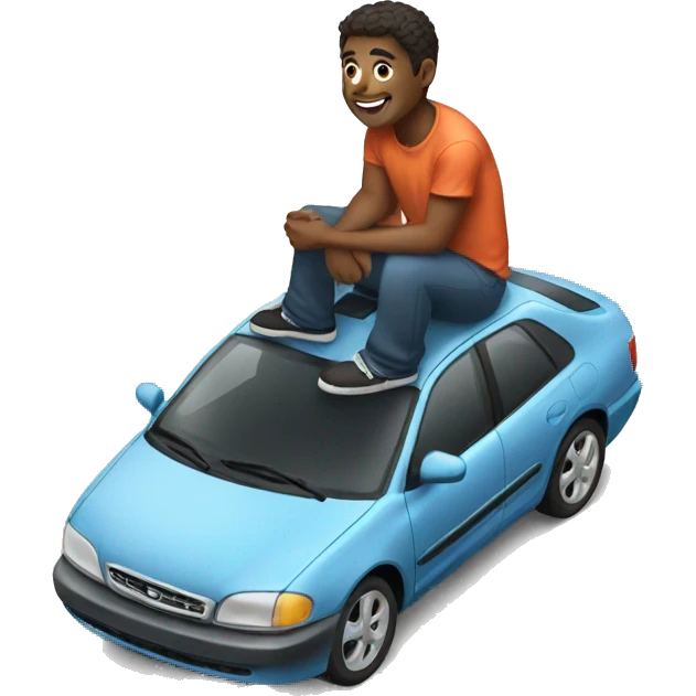 man sitting on top of car emoji