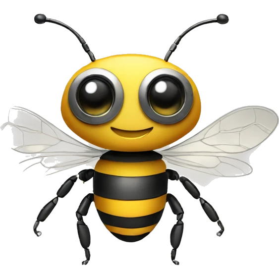 cute robot bee with big smile emoji
