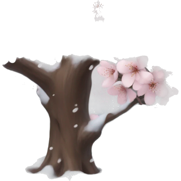 Cherry blossom tree with snow emoji