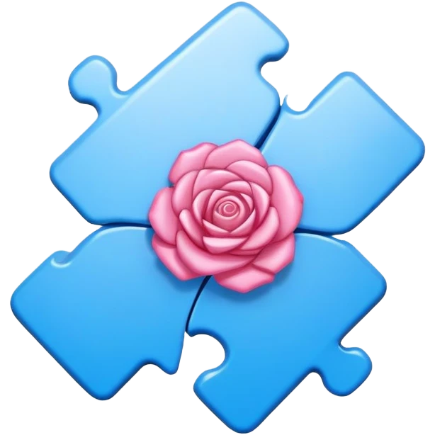 rosa azul enrollando a una pieza de puzle emoji