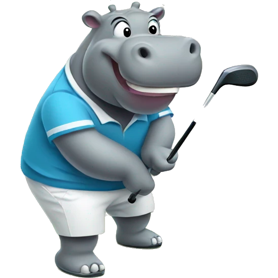 A hippo playing golf emoji