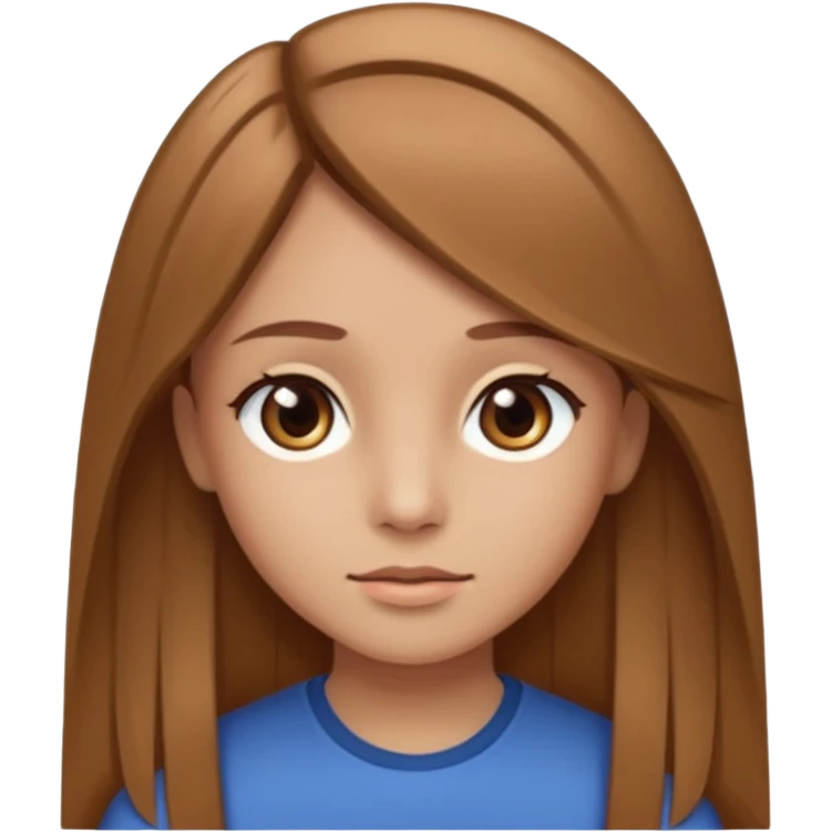 Fille châtain raie au milieu cheveux long et yeux marron et peau beige cheveux lisse pas de4iere les oreilles  emoji