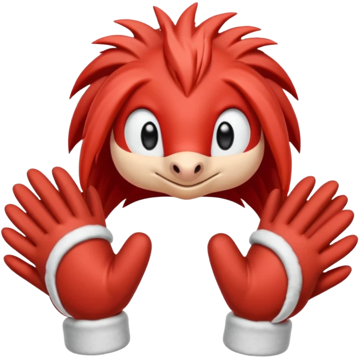 knuckles a red animal with peach arms and white mittens that have no fingers , he’s a echidna with red eyes emoji