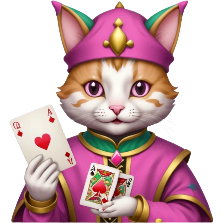 court jester cat medieval, poker cards, pink, mac os icon emoji