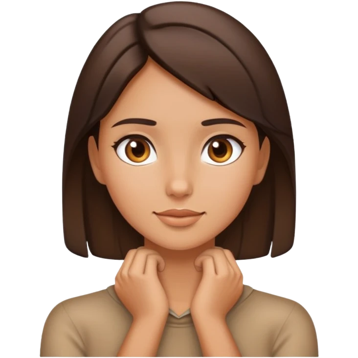 brunette girl with hands around neck emoji
