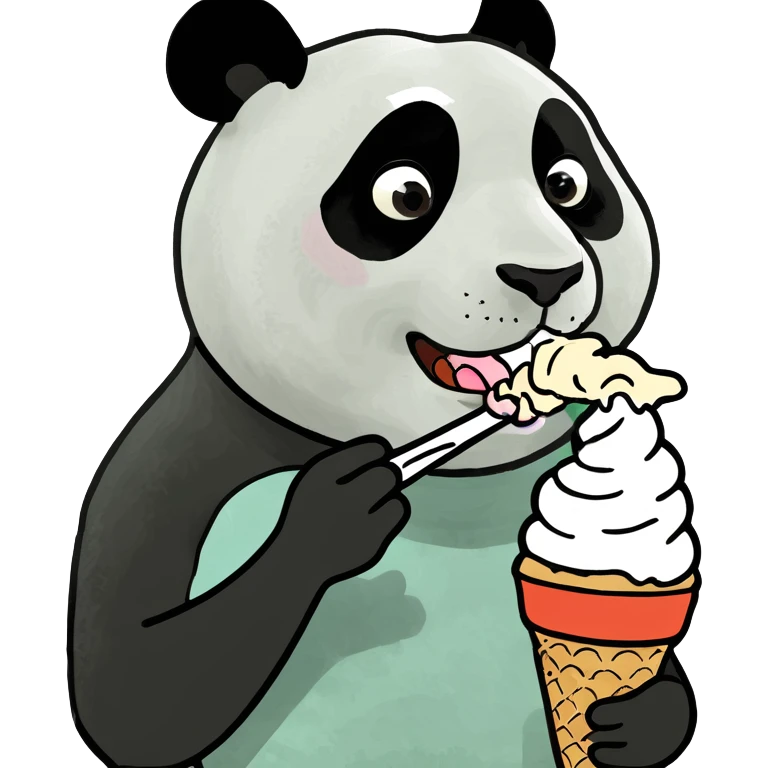 Panda eating ice cream emoji