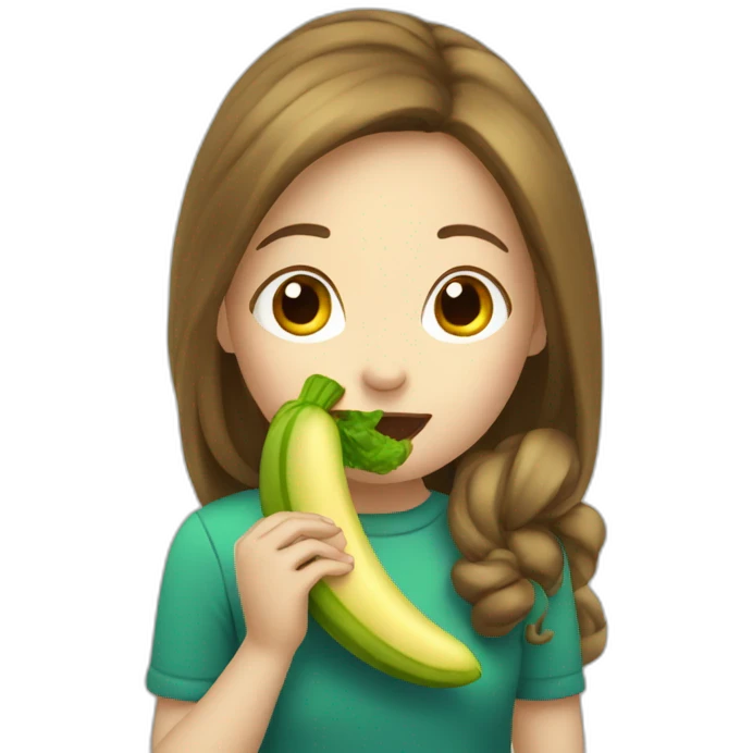 Girl eating corgette emoji