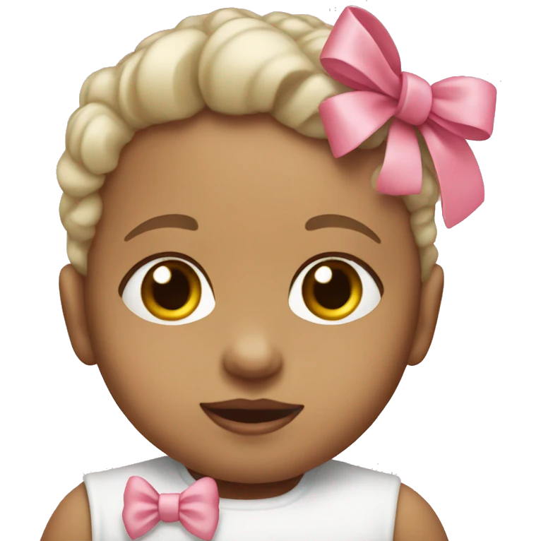 white baby wearing a pink bow emoji