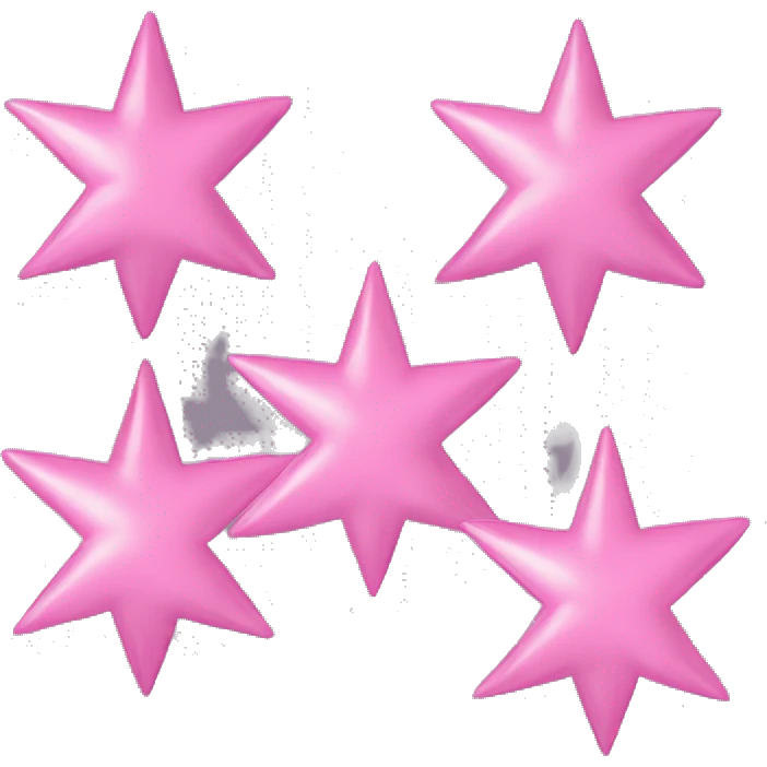 Three small pink , 4-pointed stars grouped together. The stars have a slightly elongated shape, giving them a twinkling effect. They vary in size, with the largest star in the center and two smaller stars on either side.  emoji
