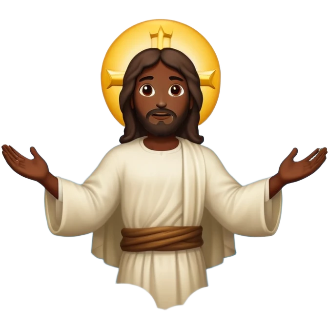 Dark skin christ Jesus floating in sky emoji