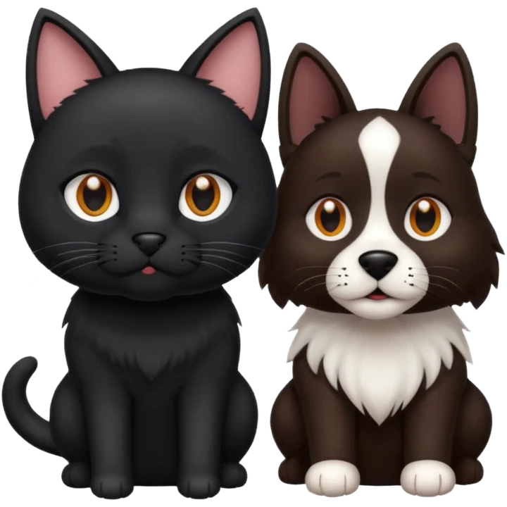 black cat with dog emoji