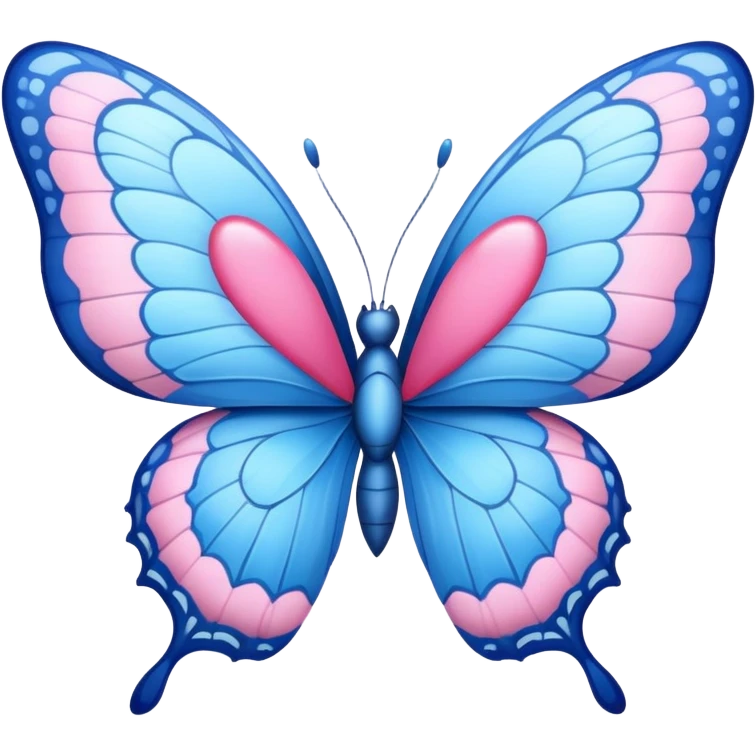Blue butterfly with a pink heart emoji