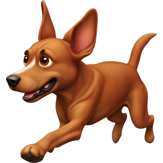 realistic solid red dog with pointed ears running emoji