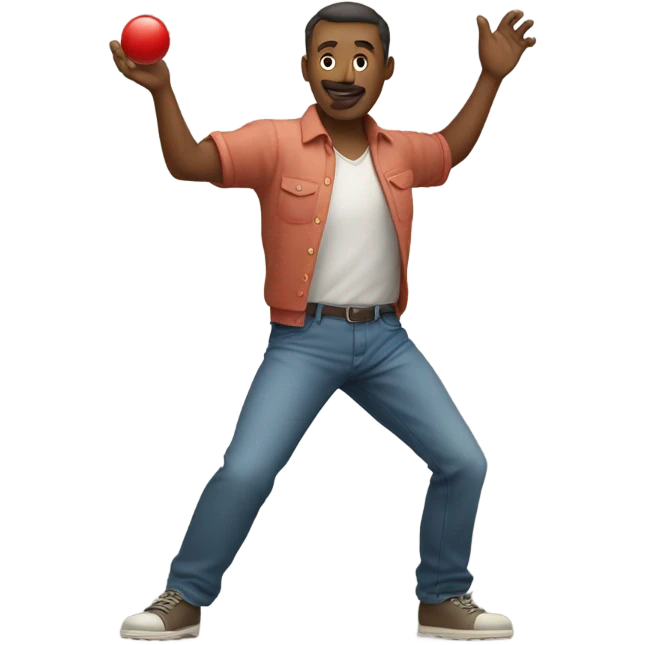 A man rolling a bocce ball emoji