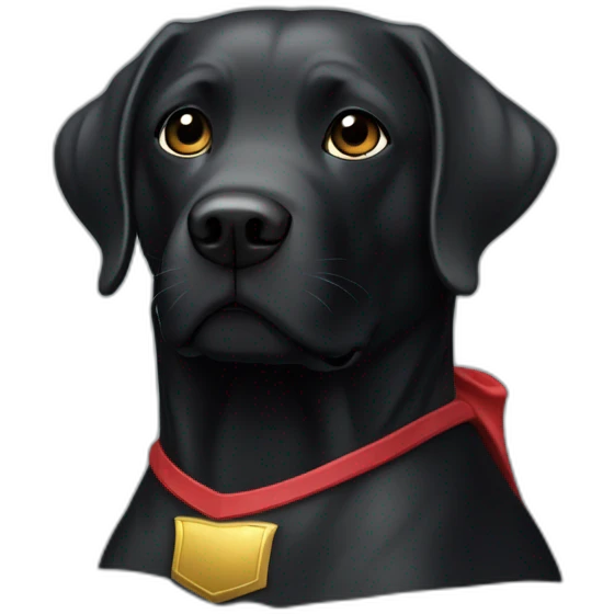Labrador couleur noir en super hero avec la cape emoji