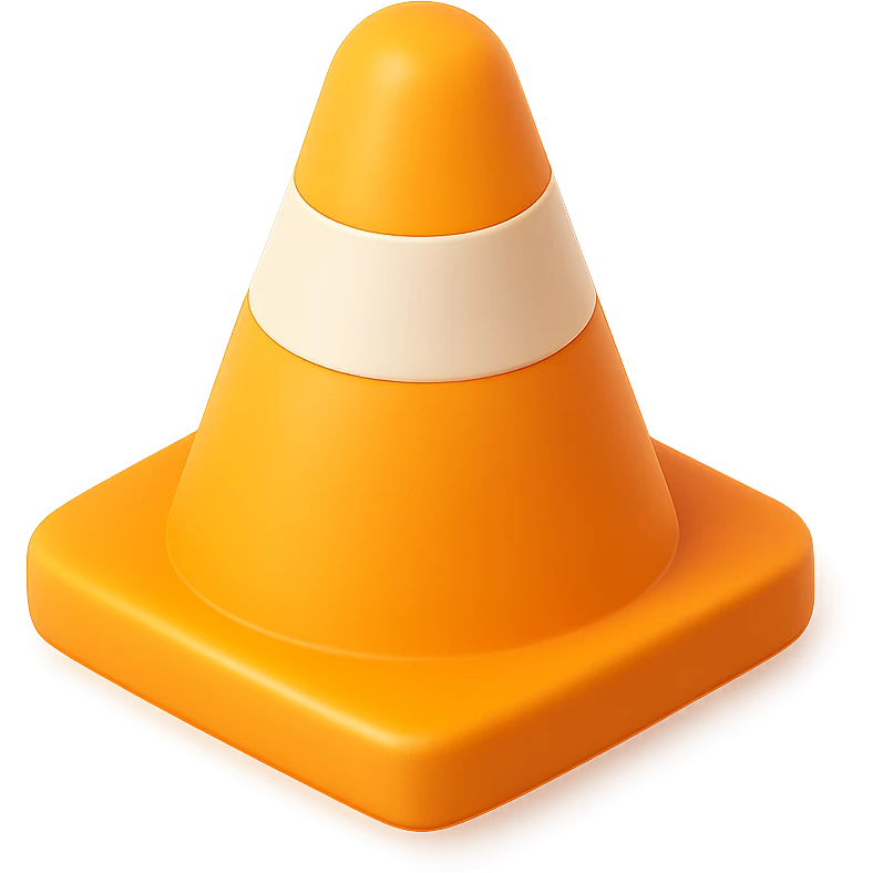 3d style orange cone with a soft shadow, minimal, no text emoji