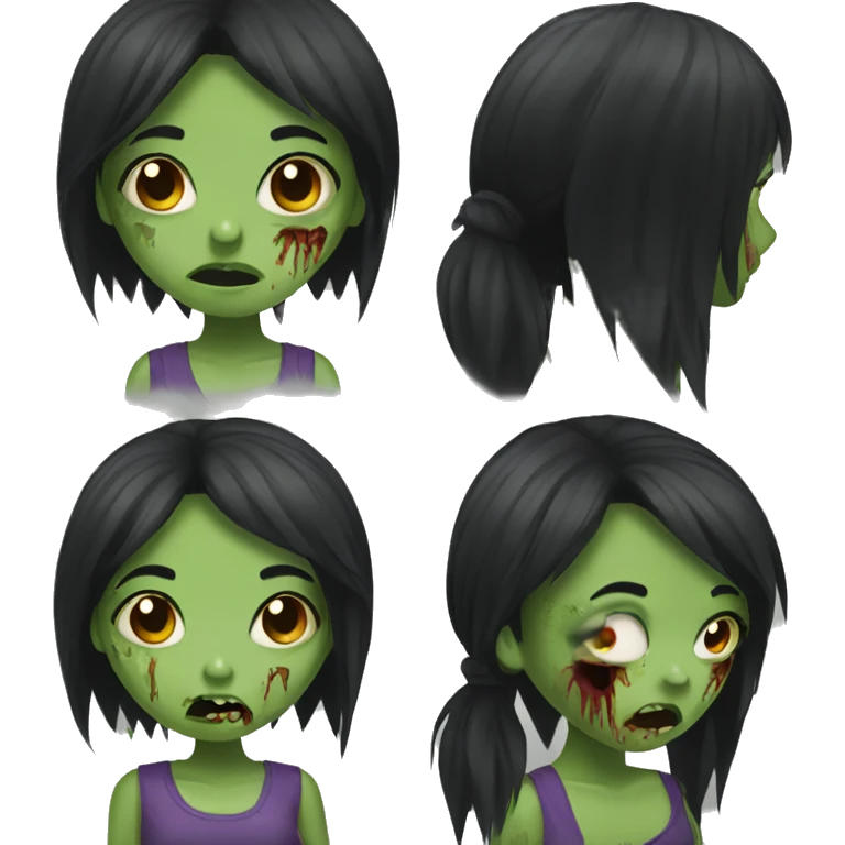 girl zombie with black hair emoji