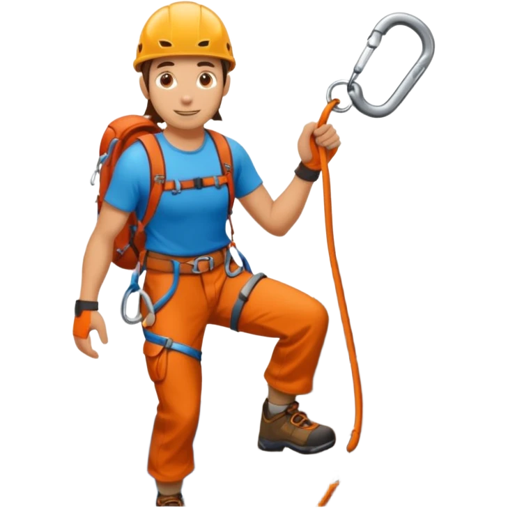 Climber with carabiners in Mountain Climbing Team emoji