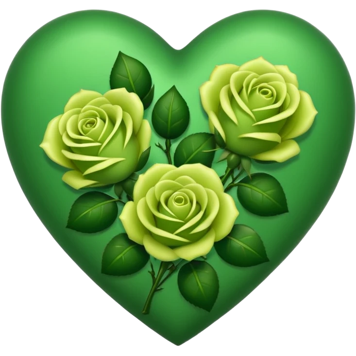 Green Heart with Little 3 green Roses around emoji