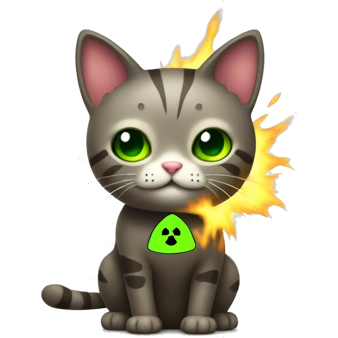Cute Nuclear cat with radioactive energy  emoji